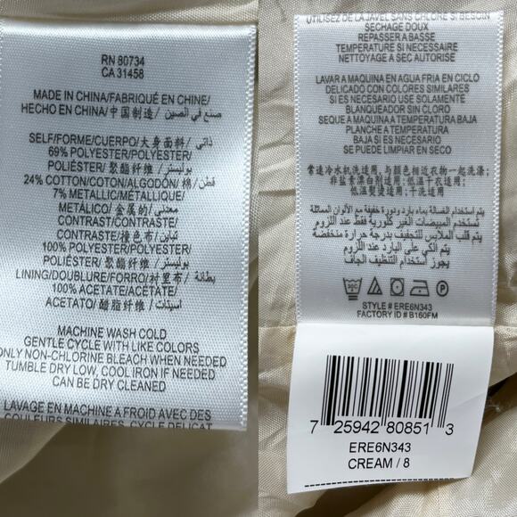 Max and Cleo Cocktail Dress Cream Black Sheer Overlay 8 Sleeveless - Picture 8 of 16